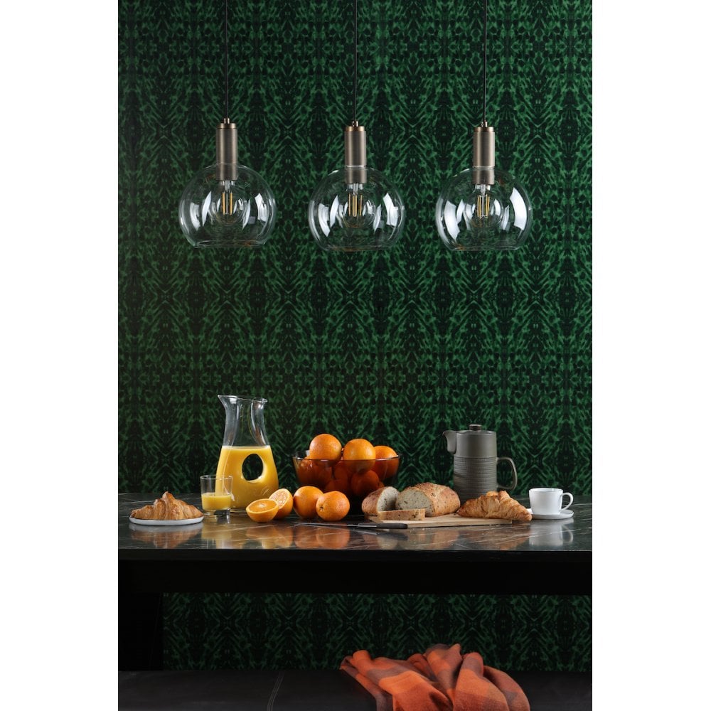 Dar NIK0140-E03 Nikolas Pendant Natural Solid Brass Round Clear Glass