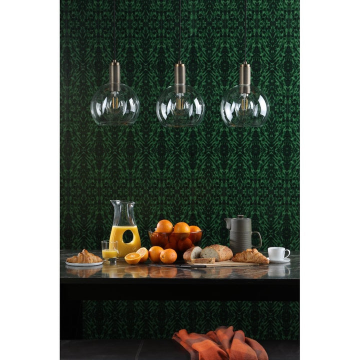 Dar NIK0140-E03 Nikolas Pendant Natural Solid Brass Round Clear Glass