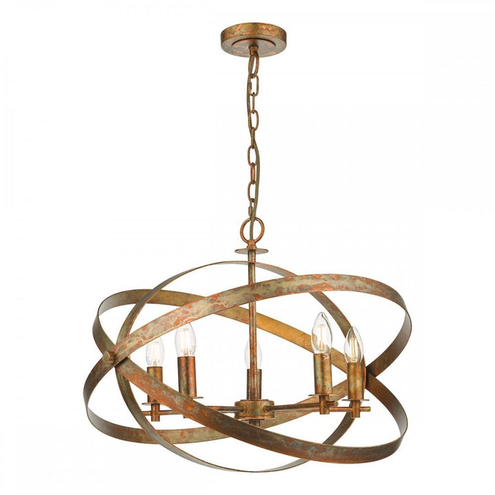 Dar NIT0564 Nitya 5 Light Pendant Mottled Copper