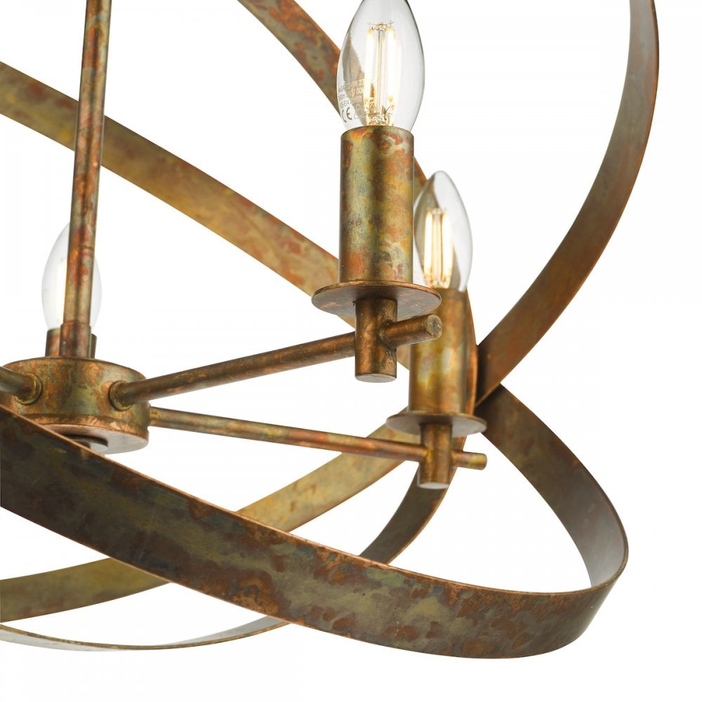 Dar NIT0564 Nitya 5 Light Pendant Mottled Copper