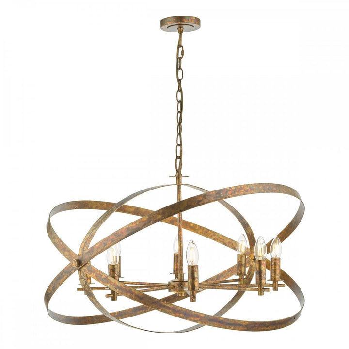 Dar NIT0864 Nitya 8 Light Pendant Mottled Copper