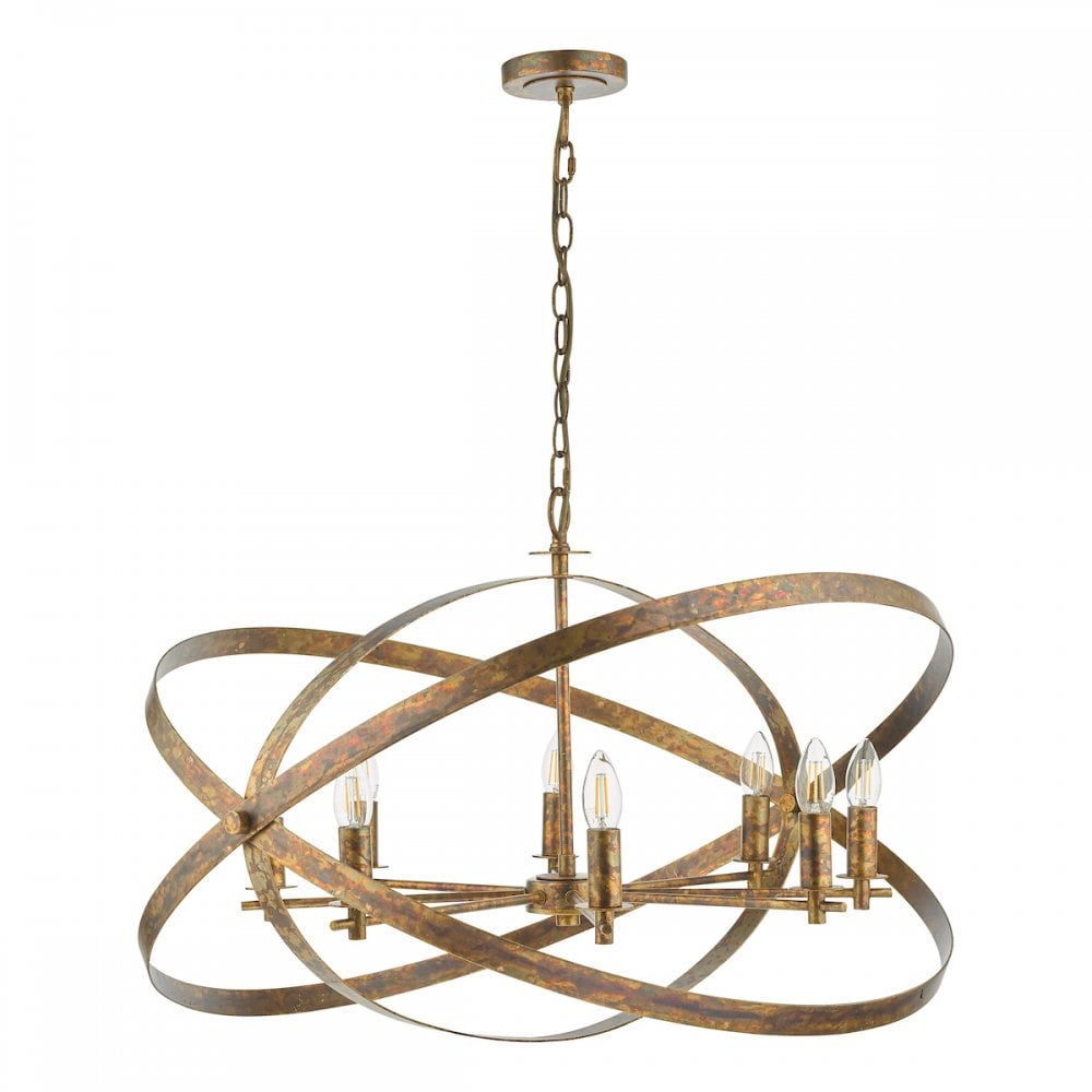 Dar NIT0864 Nitya 8 Light Pendant Mottled Copper