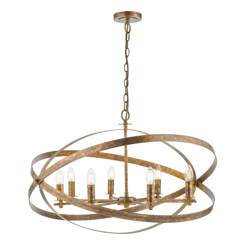 Dar NIT0864 Nitya 8 Light Pendant Mottled Copper