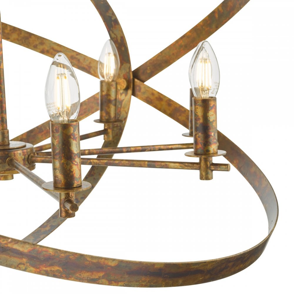 Dar NIT0864 Nitya 8 Light Pendant Mottled Copper