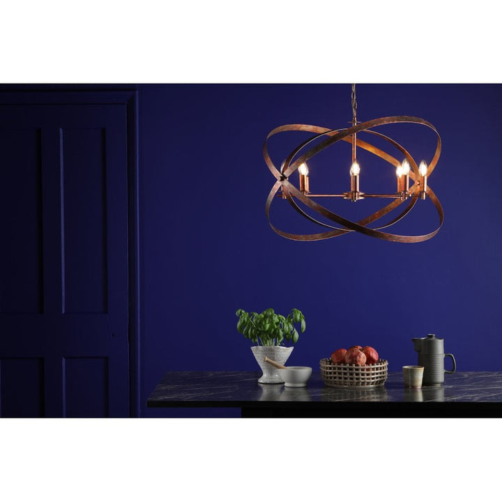 Dar NIT0864 Nitya 8 Light Pendant Mottled Copper