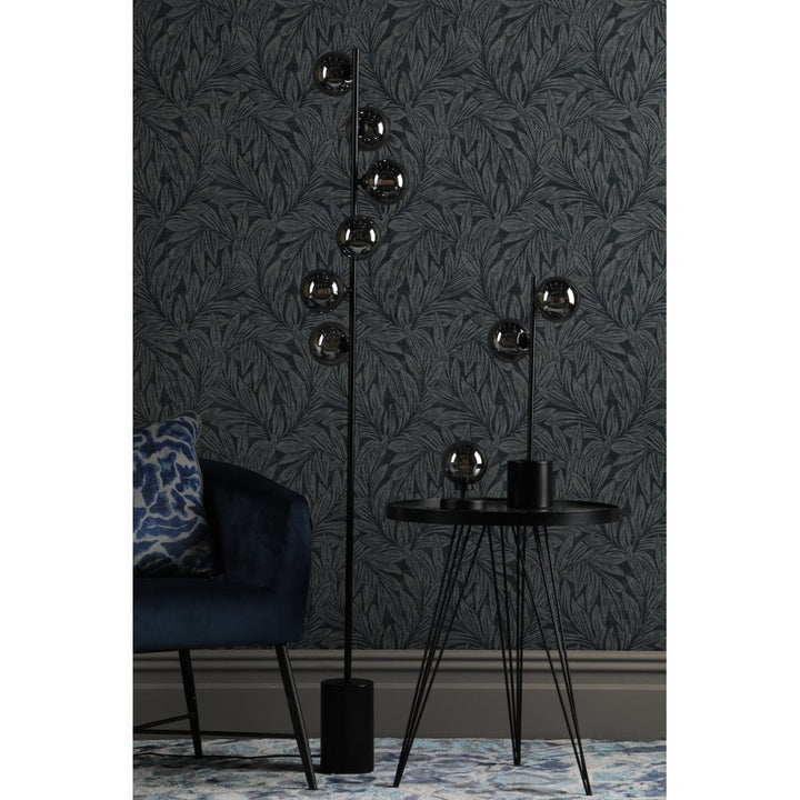 Dar SPI4922-01 Spiral 6 Light Floor Lamp Matt Black Smoked Glass
