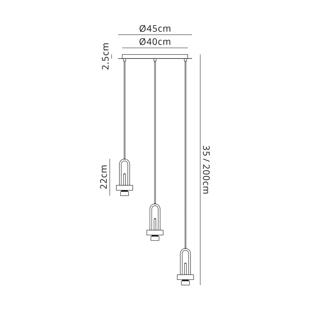 Nelson Lighting NL87859 Acme 2m Round Suspension Kit Polished Nickel / Matt Black