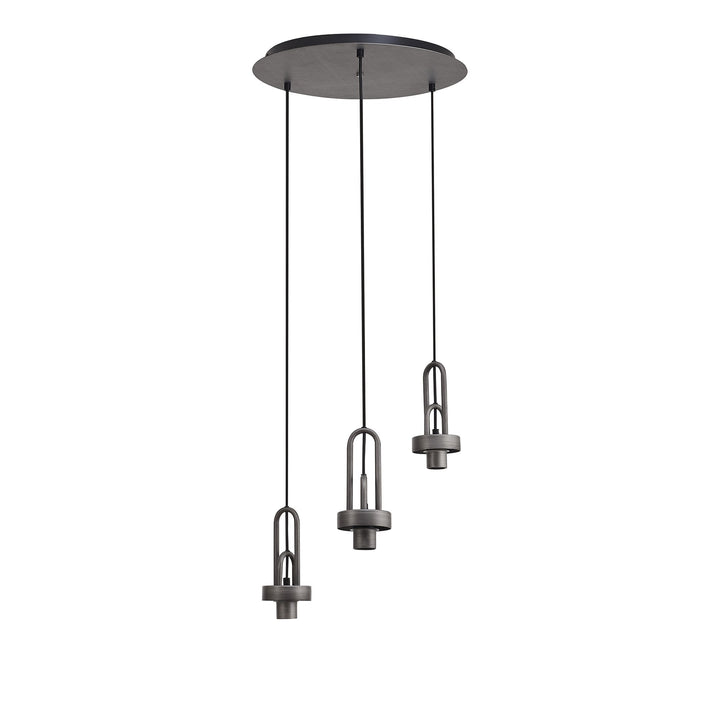 Nelson Lighting NL87909 Acme 2m Round Suspension Kit Aged Pewter / Matt Black