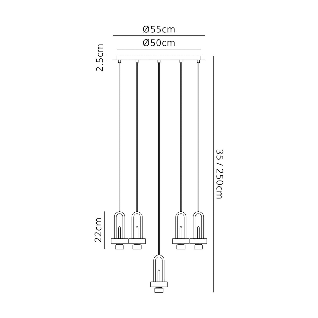 Nelson Lighting NL87929 Acme 2.5m Round Suspension Kit Polished Nickel / Matt Black