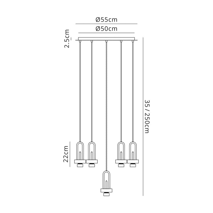 Nelson Lighting NL87929 Acme 2.5m Round Suspension Kit Polished Nickel / Matt Black