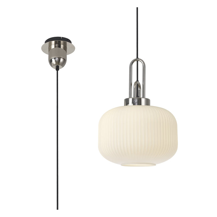 Nelson Lighting NLK05159 Amsterdam 1 Light Pendant Polished Nickel Matt Black