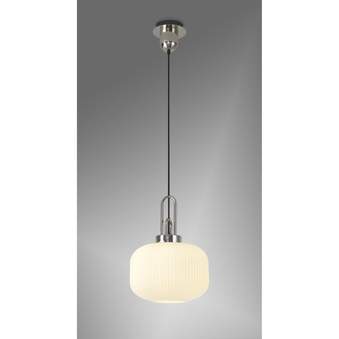 Nelson Lighting NLK05159 Amsterdam 1 Light Pendant Polished Nickel Matt Black