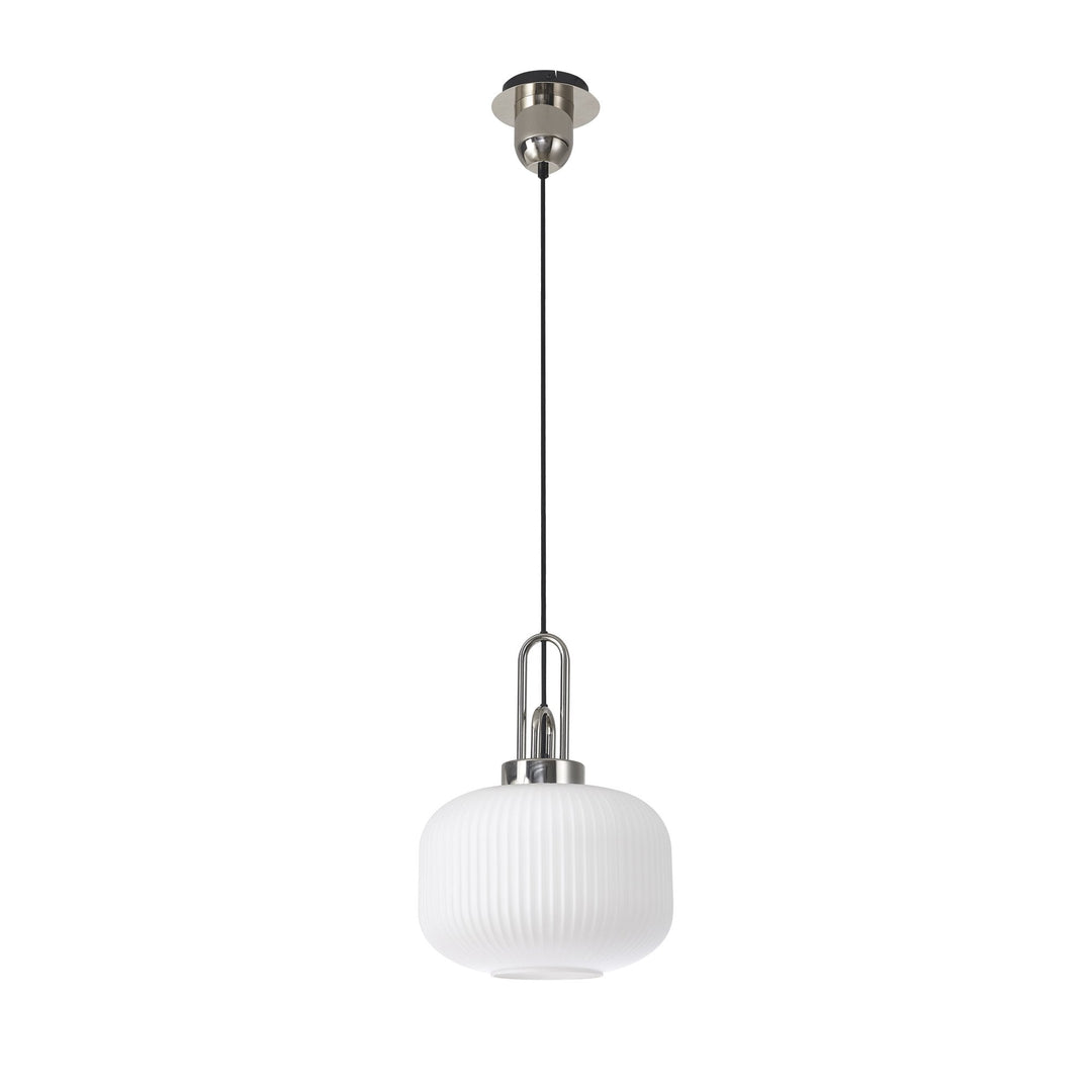 Nelson Lighting NLK05159 Amsterdam 1 Light Pendant Polished Nickel Matt Black