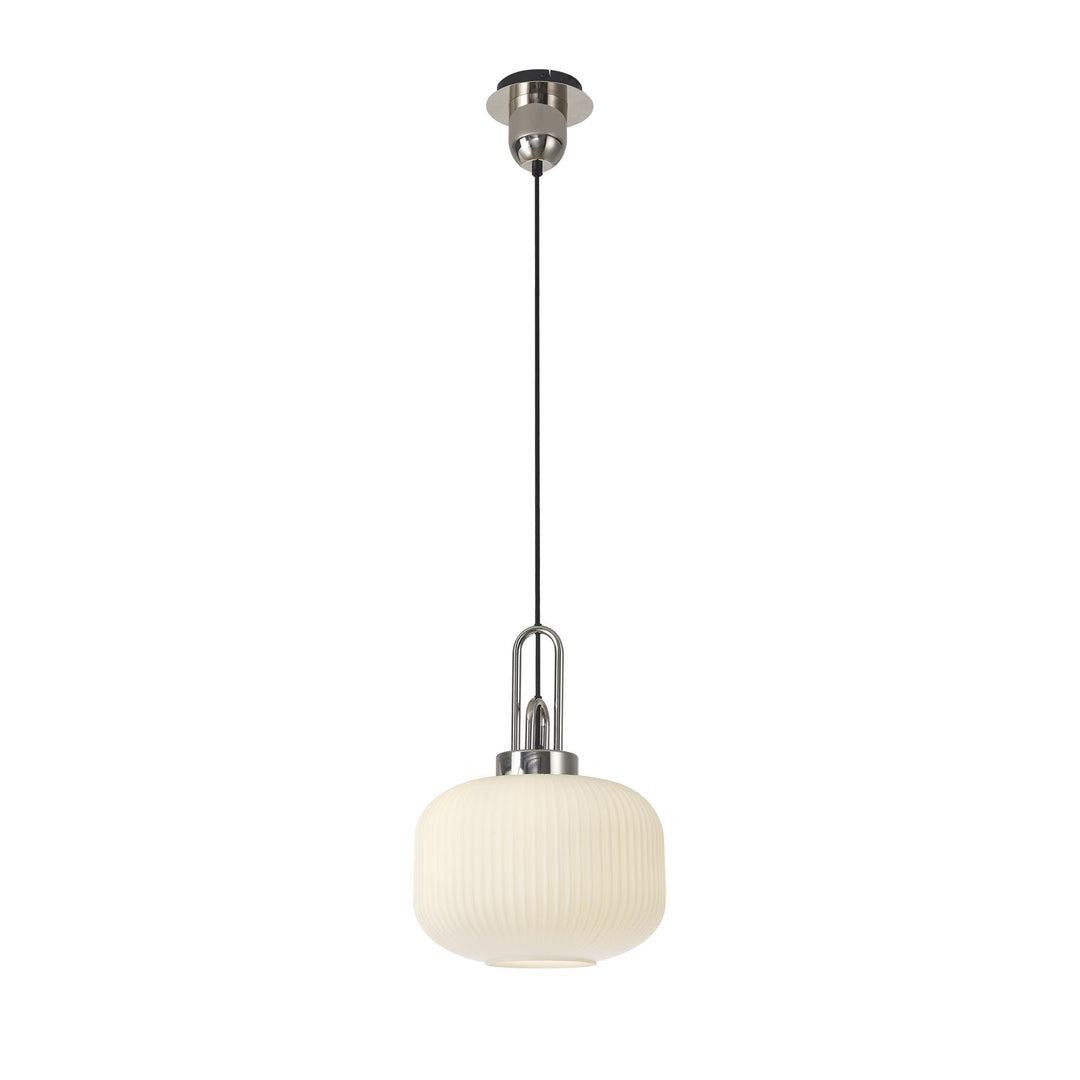 Nelson Lighting NLK05159 Amsterdam 1 Light Pendant Polished Nickel Matt Black