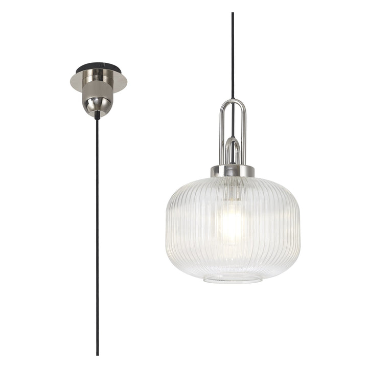 Nelson Lighting NLK05169 Amsterdam 1 Light Pendant Polished Nickel Matt Black