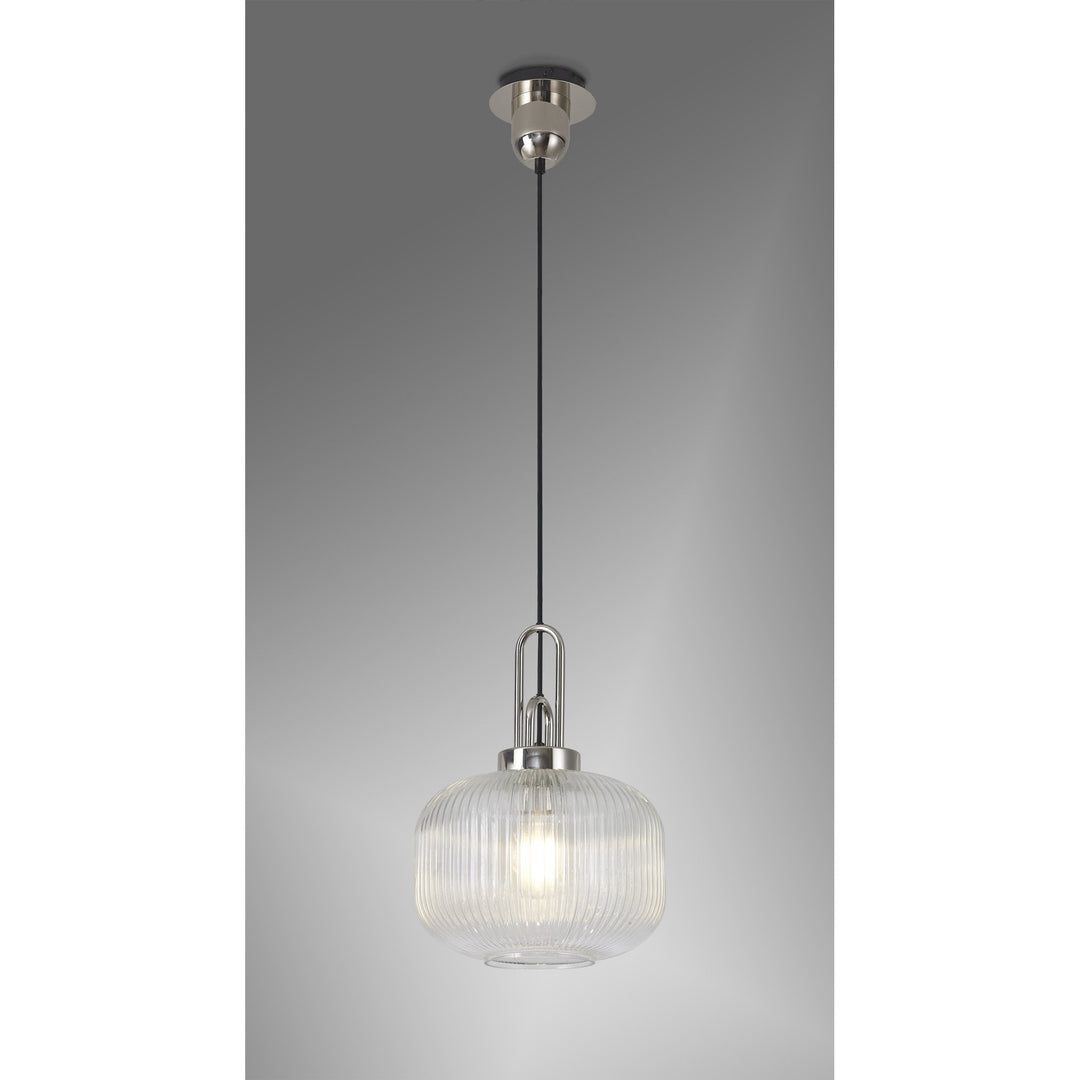 Nelson Lighting NLK05169 Amsterdam 1 Light Pendant Polished Nickel Matt Black