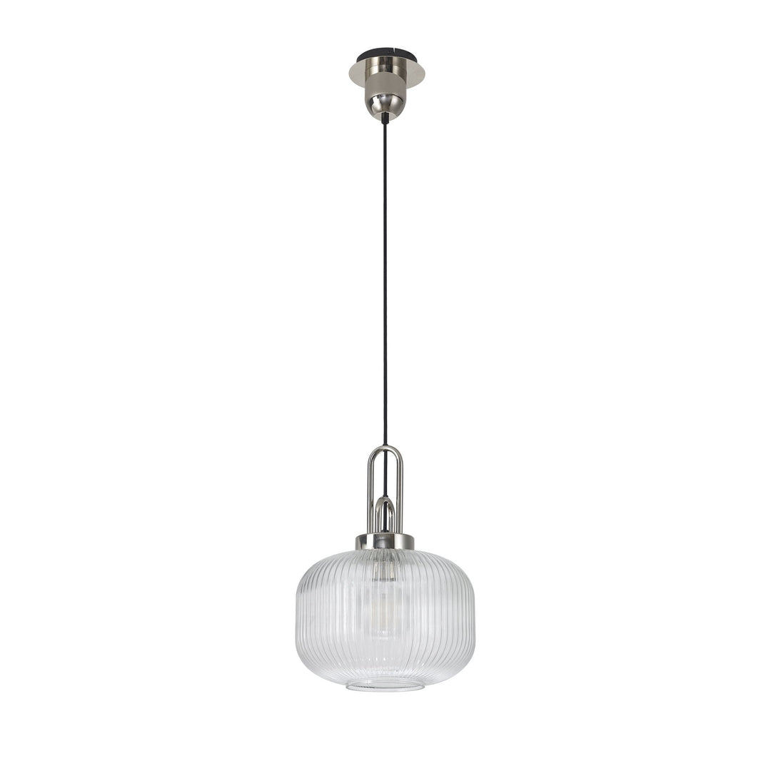 Nelson Lighting NLK05169 Amsterdam 1 Light Pendant Polished Nickel Matt Black