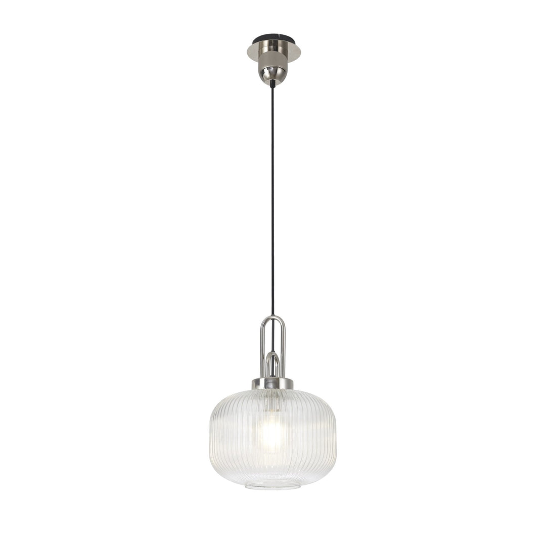 Nelson Lighting NLK05169 Amsterdam 1 Light Pendant Polished Nickel Matt Black