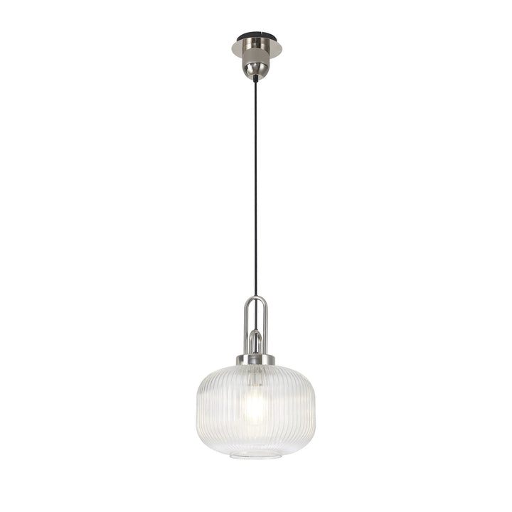 Nelson Lighting NLK05169 Amsterdam 1 Light Pendant Polished Nickel Matt Black