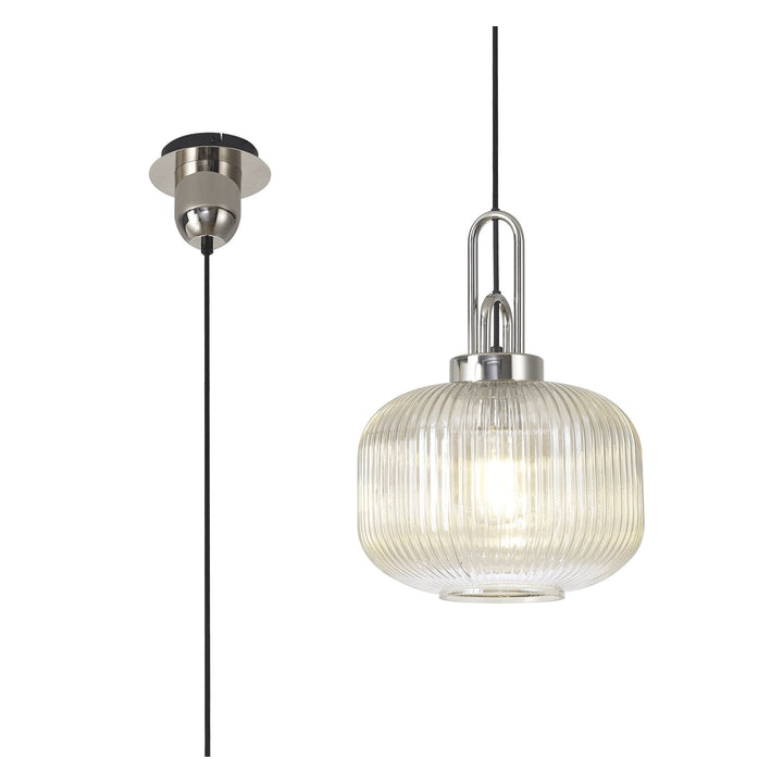 Nelson Lighting NLK05179 Amsterdam 1 Light Pendant Polished Nickel Matt Black