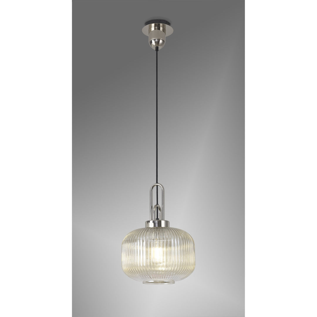 Nelson Lighting NLK05179 Amsterdam 1 Light Pendant Polished Nickel Matt Black