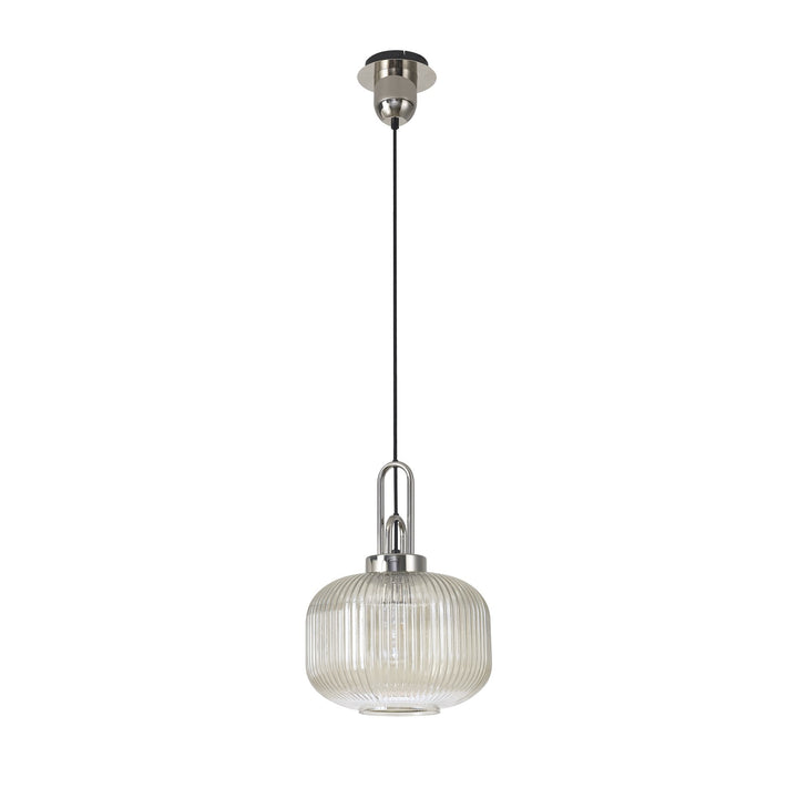 Nelson Lighting NLK05179 Amsterdam 1 Light Pendant Polished Nickel Matt Black