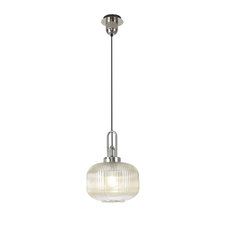 Nelson Lighting NLK05179 Amsterdam 1 Light Pendant Polished Nickel Matt Black