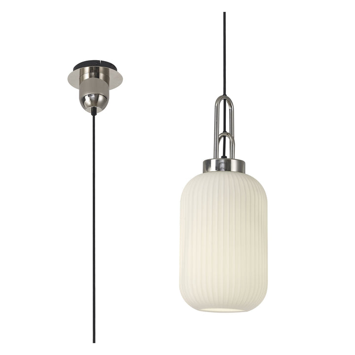 Nelson Lighting NLK05189 Amsterdam 1 Light Pendant Polished Nickel Matt Black