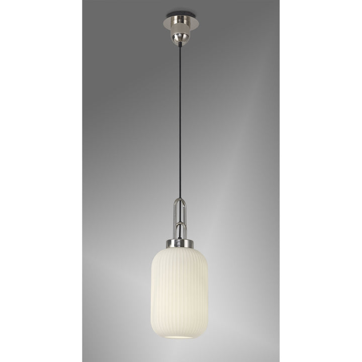 Nelson Lighting NLK05189 Amsterdam 1 Light Pendant Polished Nickel Matt Black