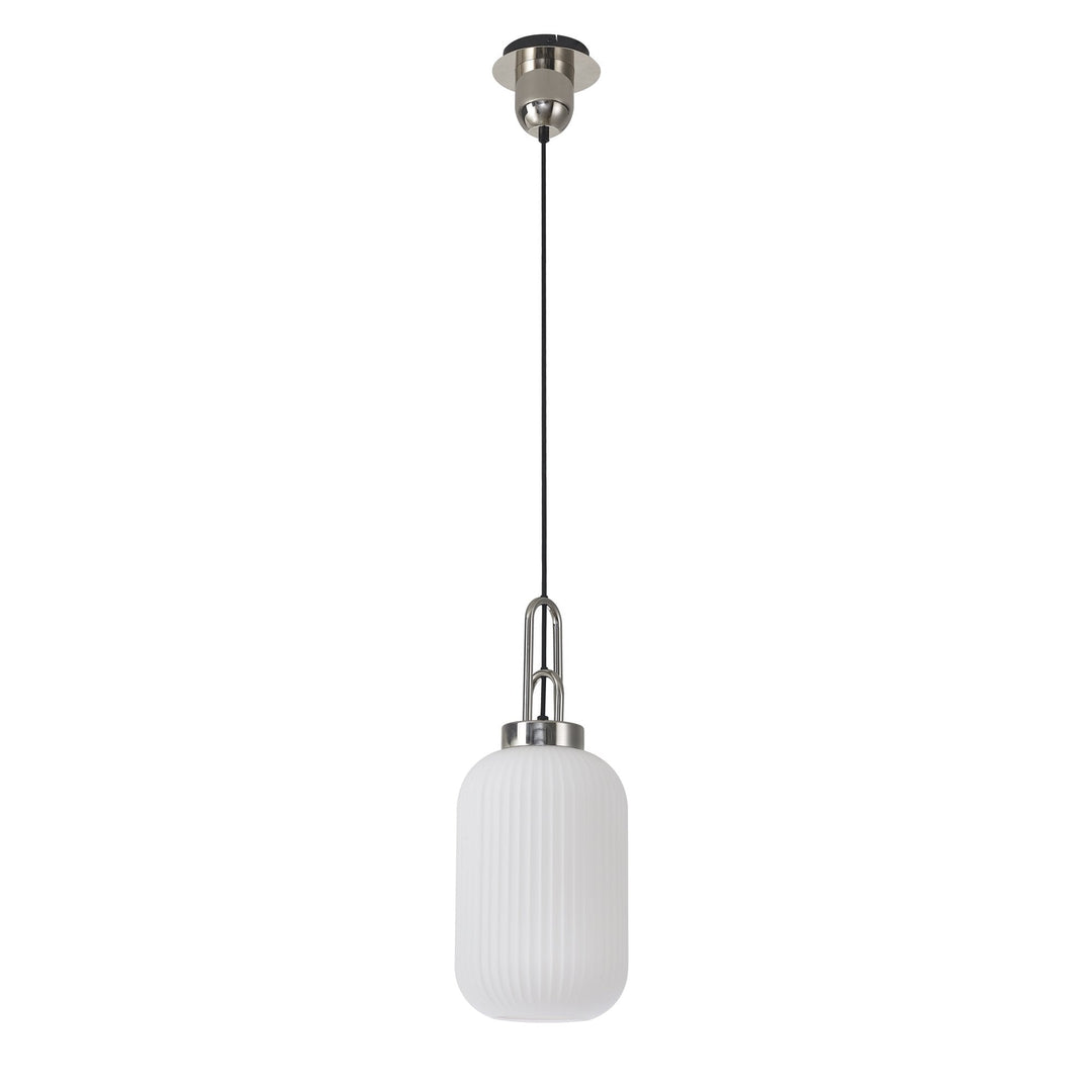 Nelson Lighting NLK05189 Amsterdam 1 Light Pendant Polished Nickel Matt Black