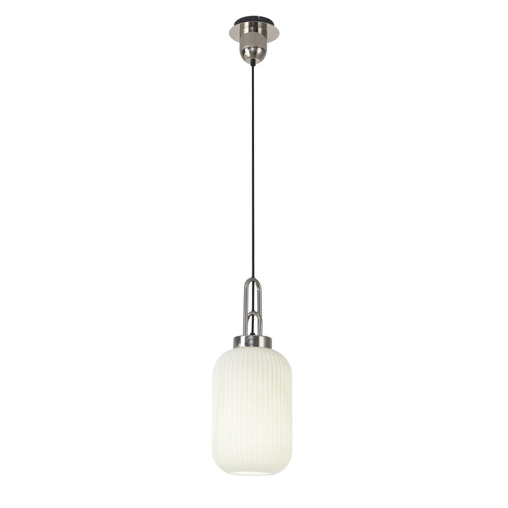 Nelson Lighting NLK05189 Amsterdam 1 Light Pendant Polished Nickel Matt Black