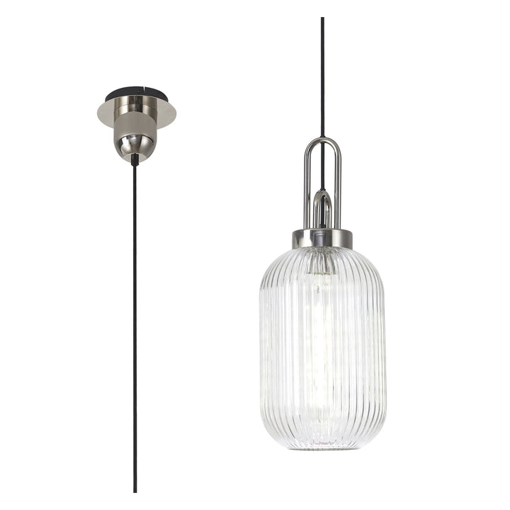 Nelson Lighting NLK05199 Amsterdam 1 Light Pendant Polished Nickel Matt Black