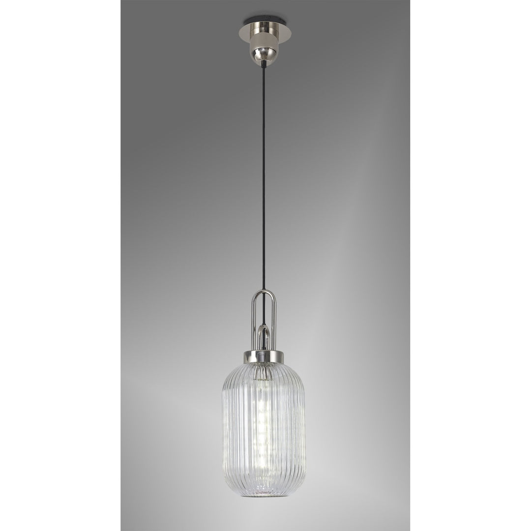 Nelson Lighting NLK05199 Amsterdam 1 Light Pendant Polished Nickel Matt Black