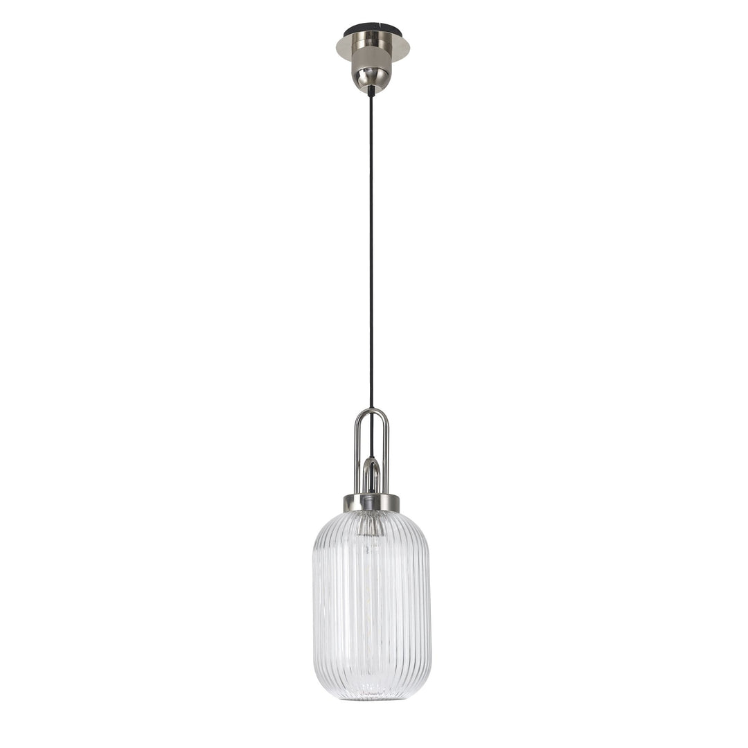 Nelson Lighting NLK05199 Amsterdam 1 Light Pendant Polished Nickel Matt Black