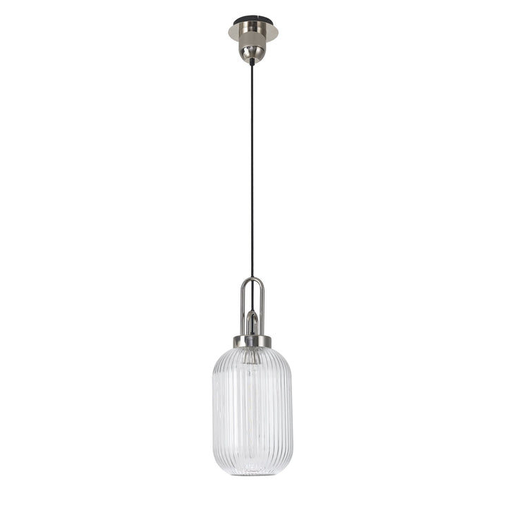 Nelson Lighting NLK05199 Amsterdam 1 Light Pendant Polished Nickel Matt Black