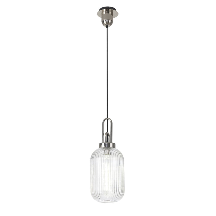 Nelson Lighting NLK05199 Amsterdam 1 Light Pendant Polished Nickel Matt Black