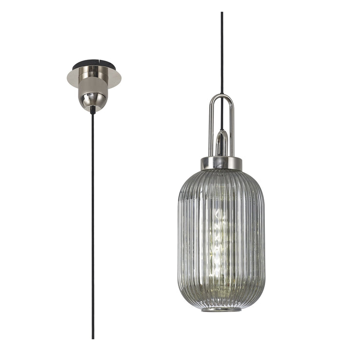 Nelson Lighting NLK05209 Amsterdam 1 Light Pendant Polished Nickel Matt Black