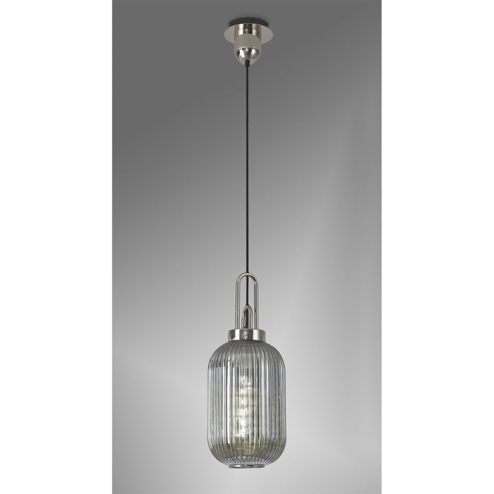 Nelson Lighting NLK05209 Amsterdam 1 Light Pendant Polished Nickel Matt Black