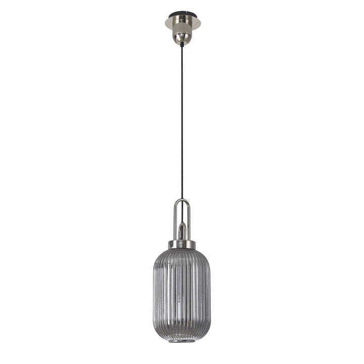 Nelson Lighting NLK05209 Amsterdam 1 Light Pendant Polished Nickel Matt Black