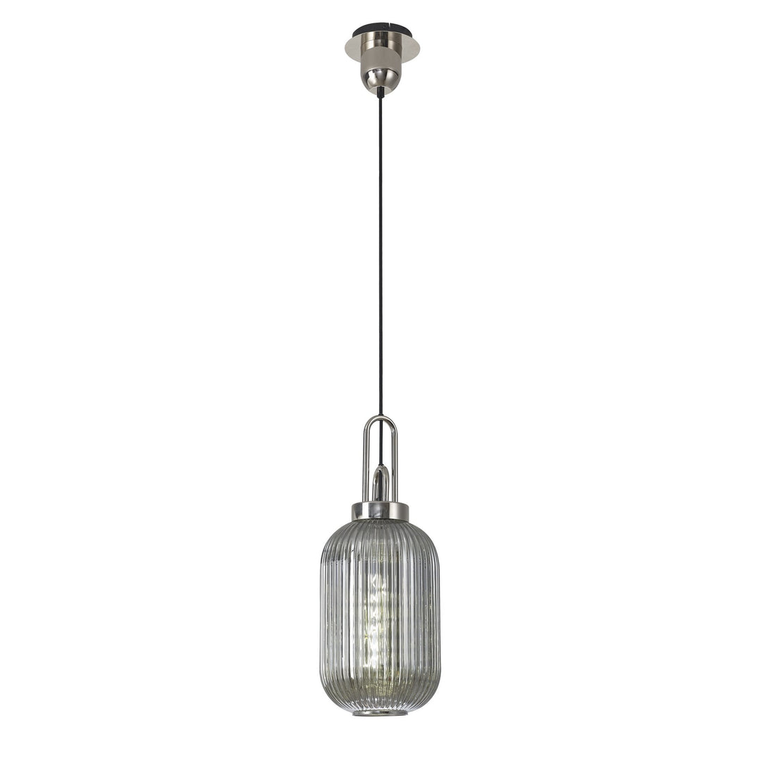 Nelson Lighting NLK05209 Amsterdam 1 Light Pendant Polished Nickel Matt Black