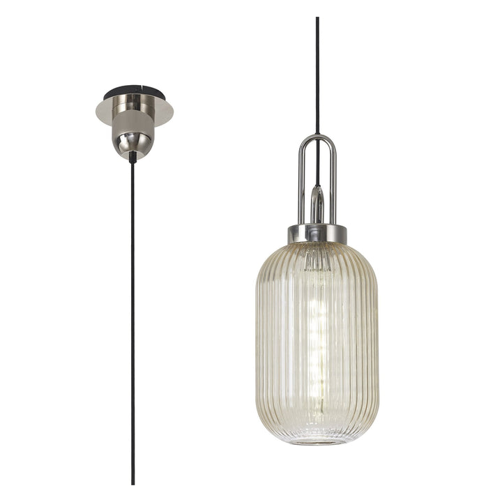 Nelson Lighting NLK05219 Amsterdam  1 Light Pendant Polished Nickel Matt Black