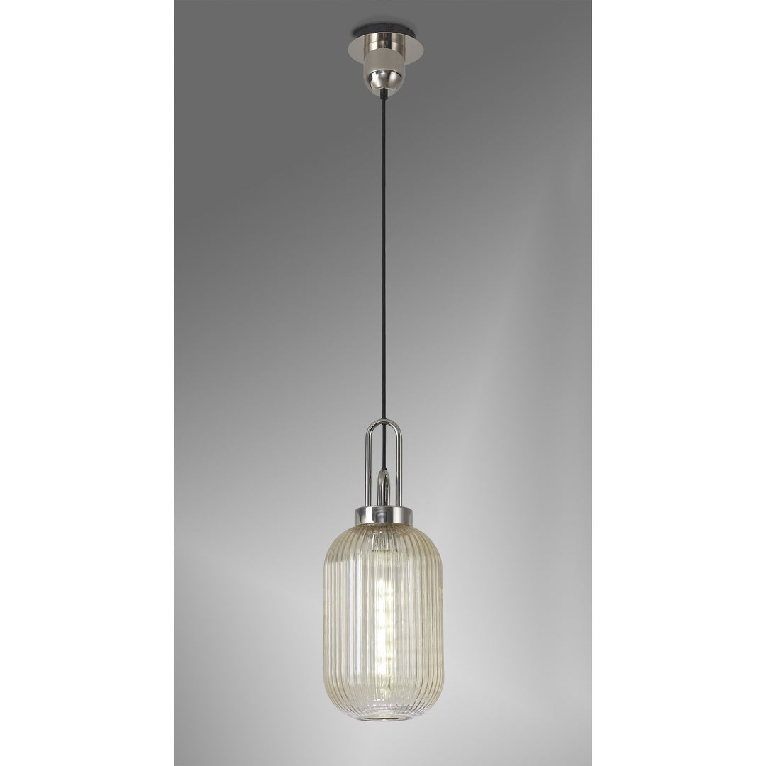 Nelson Lighting NLK05219 Amsterdam  1 Light Pendant Polished Nickel Matt Black