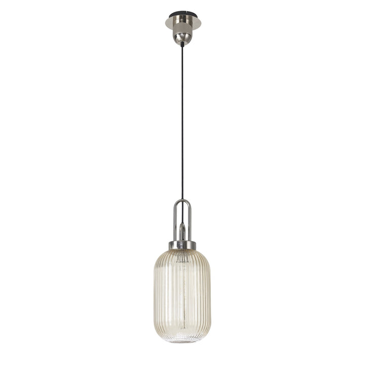 Nelson Lighting NLK05219 Amsterdam  1 Light Pendant Polished Nickel Matt Black