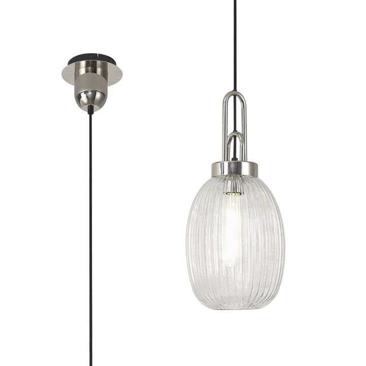 Nelson Lighting NLK05229 Amsterdam 1 Light Pendant Polished Nickel Matt Black