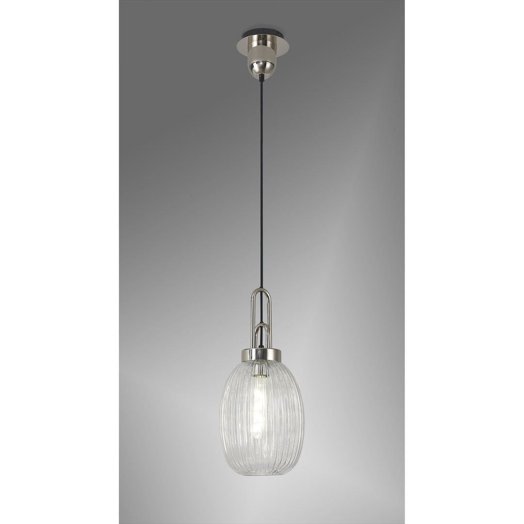 Nelson Lighting NLK05229 Amsterdam 1 Light Pendant Polished Nickel Matt Black