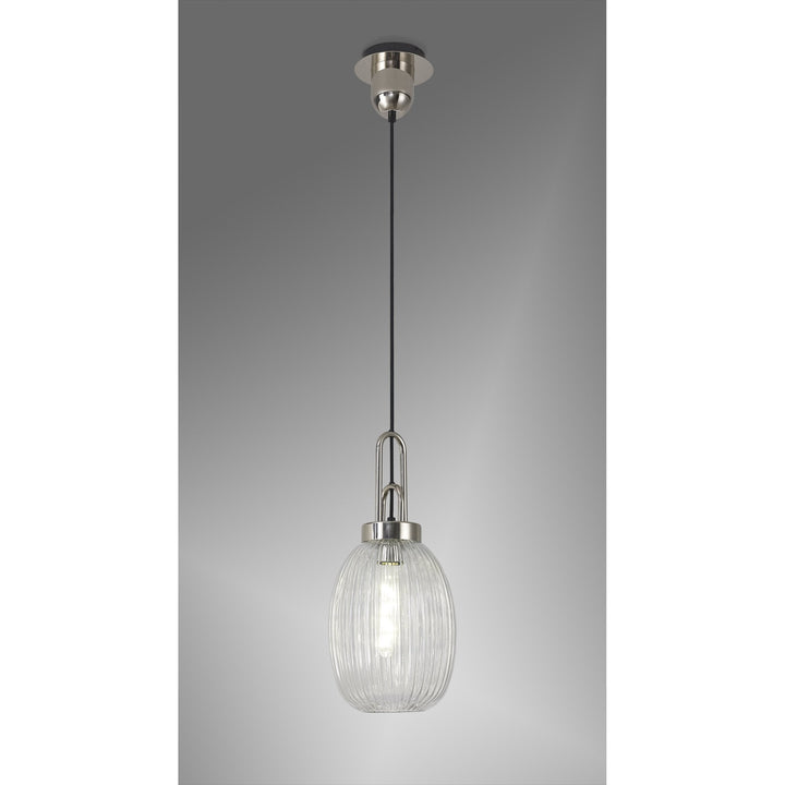 Nelson Lighting NLK05229 Amsterdam 1 Light Pendant Polished Nickel Matt Black