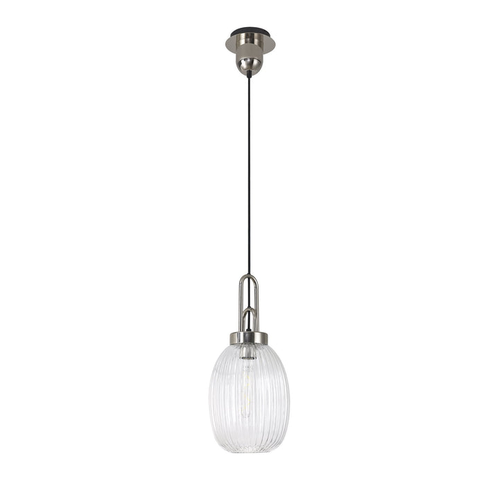 Nelson Lighting NLK05229 Amsterdam 1 Light Pendant Polished Nickel Matt Black