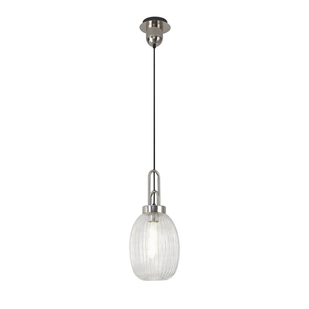 Nelson Lighting NLK05229 Amsterdam 1 Light Pendant Polished Nickel Matt Black