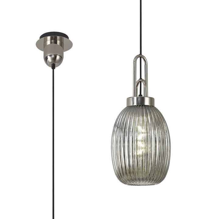 Nelson Lighting NLK05239 Amsterdam 1 Light Pendant Polished Nickel Matt Black