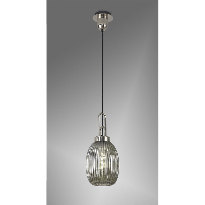 Nelson Lighting NLK05239 Amsterdam 1 Light Pendant Polished Nickel Matt Black